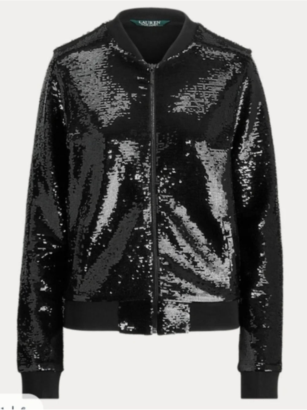 Lauren Ralph Lauren Black Sequin Bomber Jacket NWT